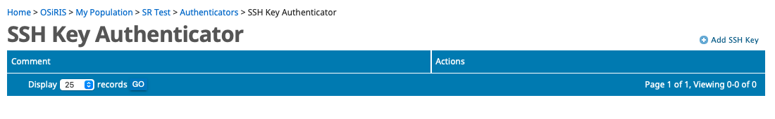 COmanage SSH key add button